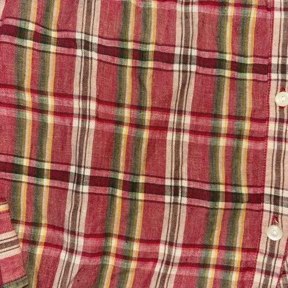 Lauren Ralph Lauren 100% Linen Plaid Collarless Button Down Blouse Women’s S - Picture 8 of 12